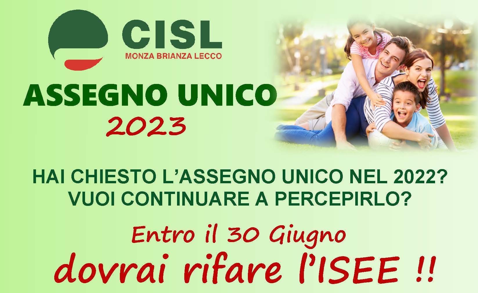 Assegno Unico 2023 Cisl Monza Brianza Lecco