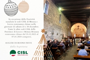 Chiusura sedi per le Festività
